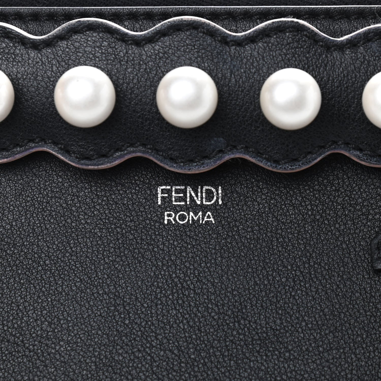 Fendi Vitello Dolce Scalloped Pearl Studded Medium By The Way Boston Bag Black 9 of 9
