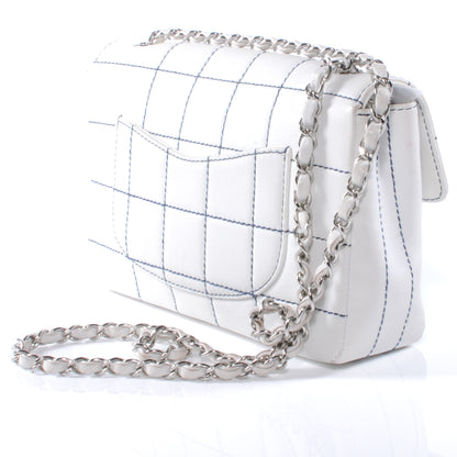 Chanel Lambskin Contrast Stitch Medium Flap White 3 of 10