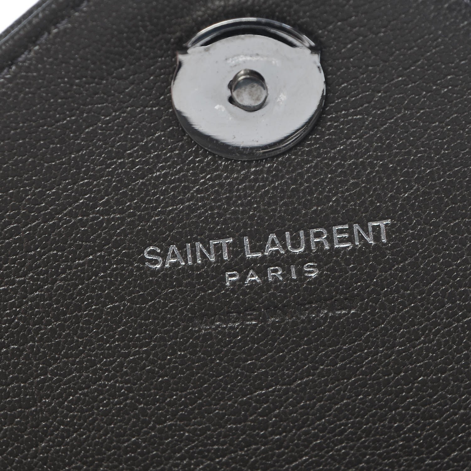 Saint Laurent Sheepskin Matelasse Chevron Monogram College Chain Wallet Coal 6 of 8