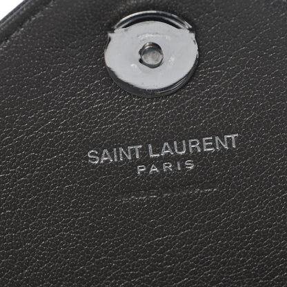 Saint Laurent Sheepskin Matelasse Chevron Monogram College Chain Wallet Coal 6 of 8