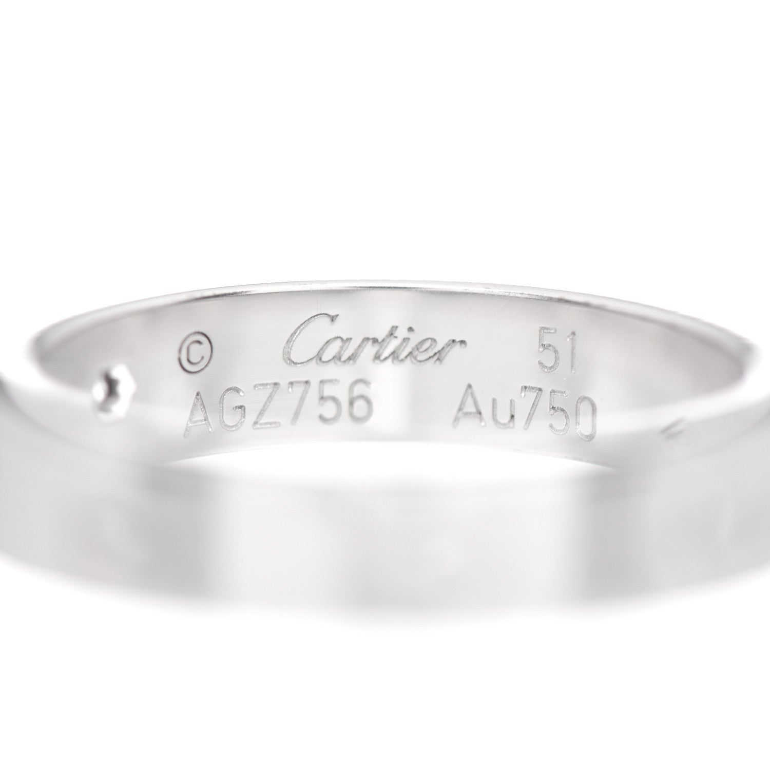 Cartier 18K White Gold Diamond 4mm LOVE Wedding Band Ring 51 5.5 4 of 5