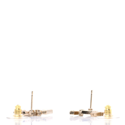 Chanel Crystal Pearl Signature Stud Earrings Gold 3 of 5
