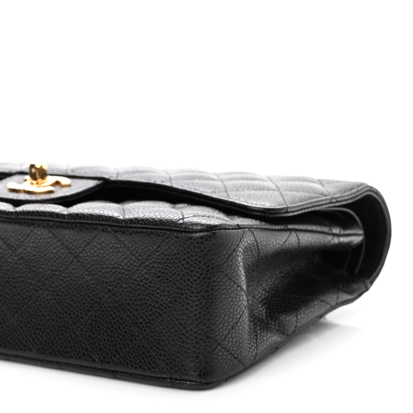 Caviar Quilted Medium Double Flap Black
