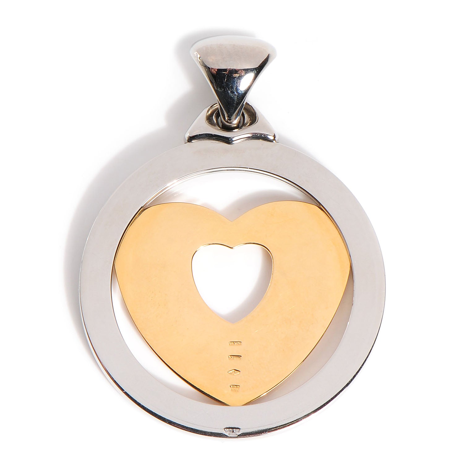 Bulgari BVLGARI Stainless Steel 18K Gold Large Tondo Heart Pendant 3 of 4