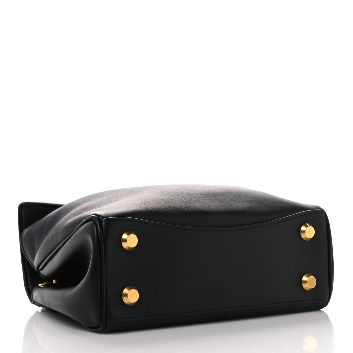 Natural Smooth Calfskin Mini Rodeo Top Handle Handbag Black