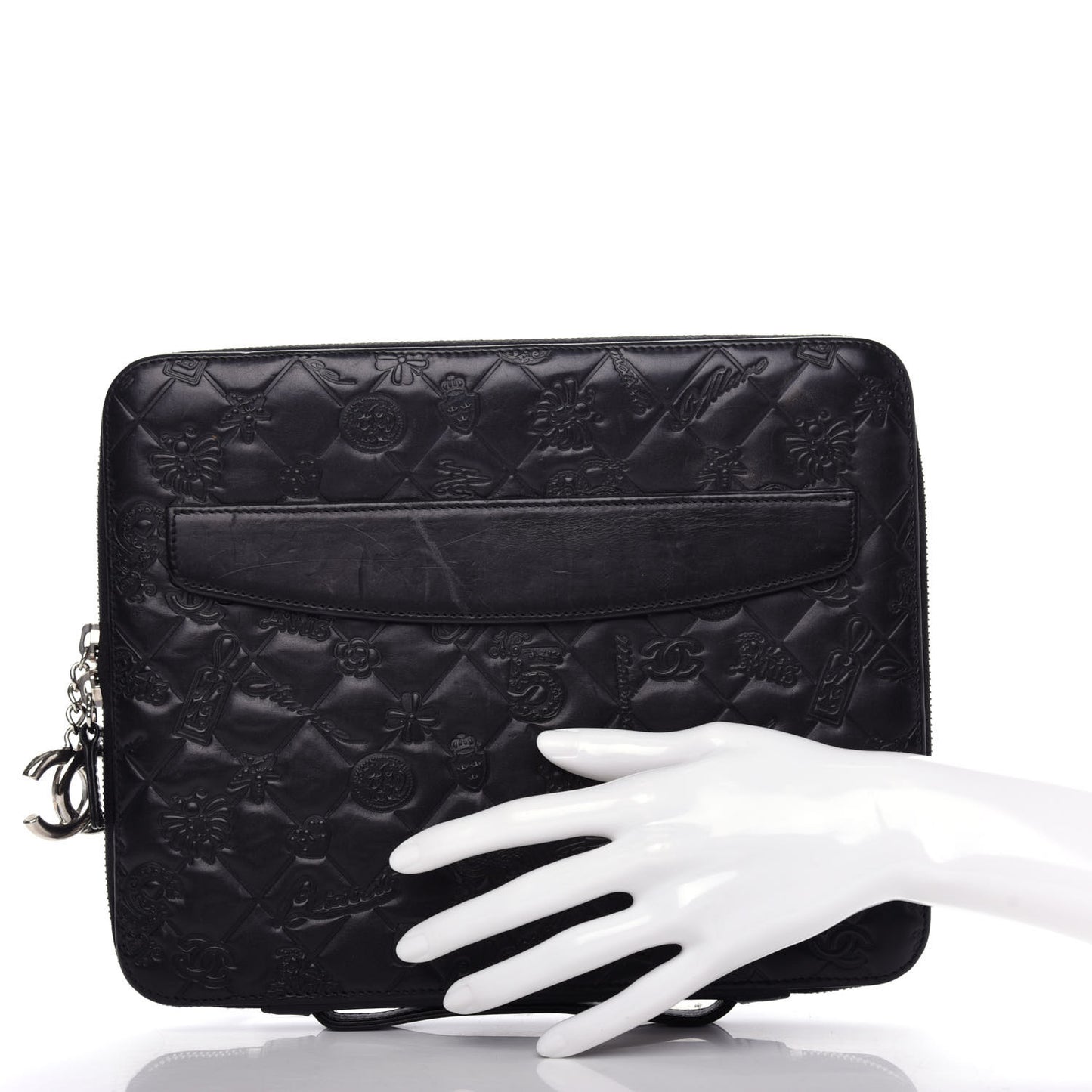 Calfskin Embossed Lucky Symbols iPad Case Black