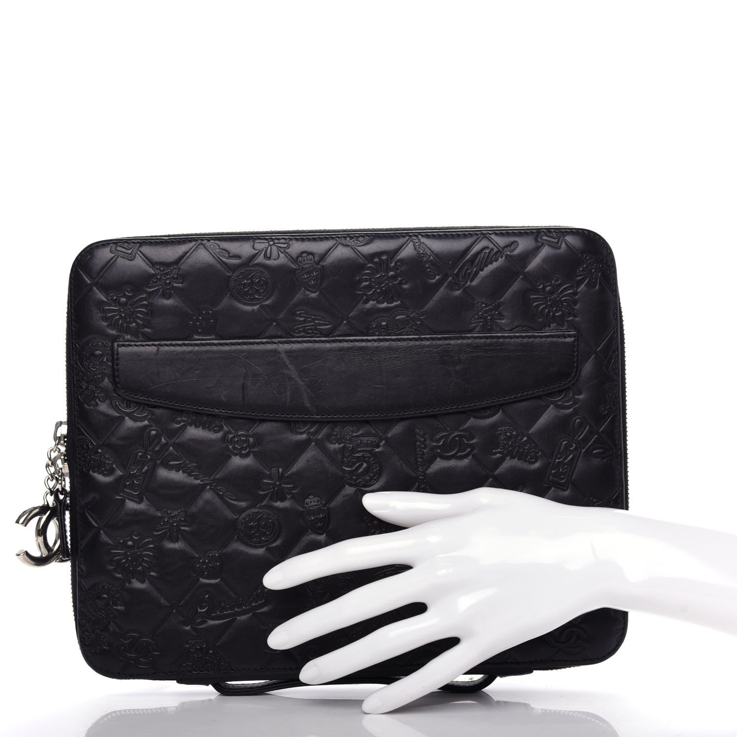 Chanel Calfskin Embossed Lucky Symbols iPad Case Black 2 of 6