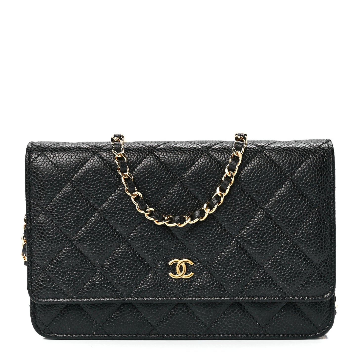 Caviar Quilted Wallet on Chain WOC Black