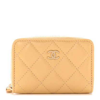 Chanel Caviar Quilted Zip Around Coin Purse Beige 1 of 7