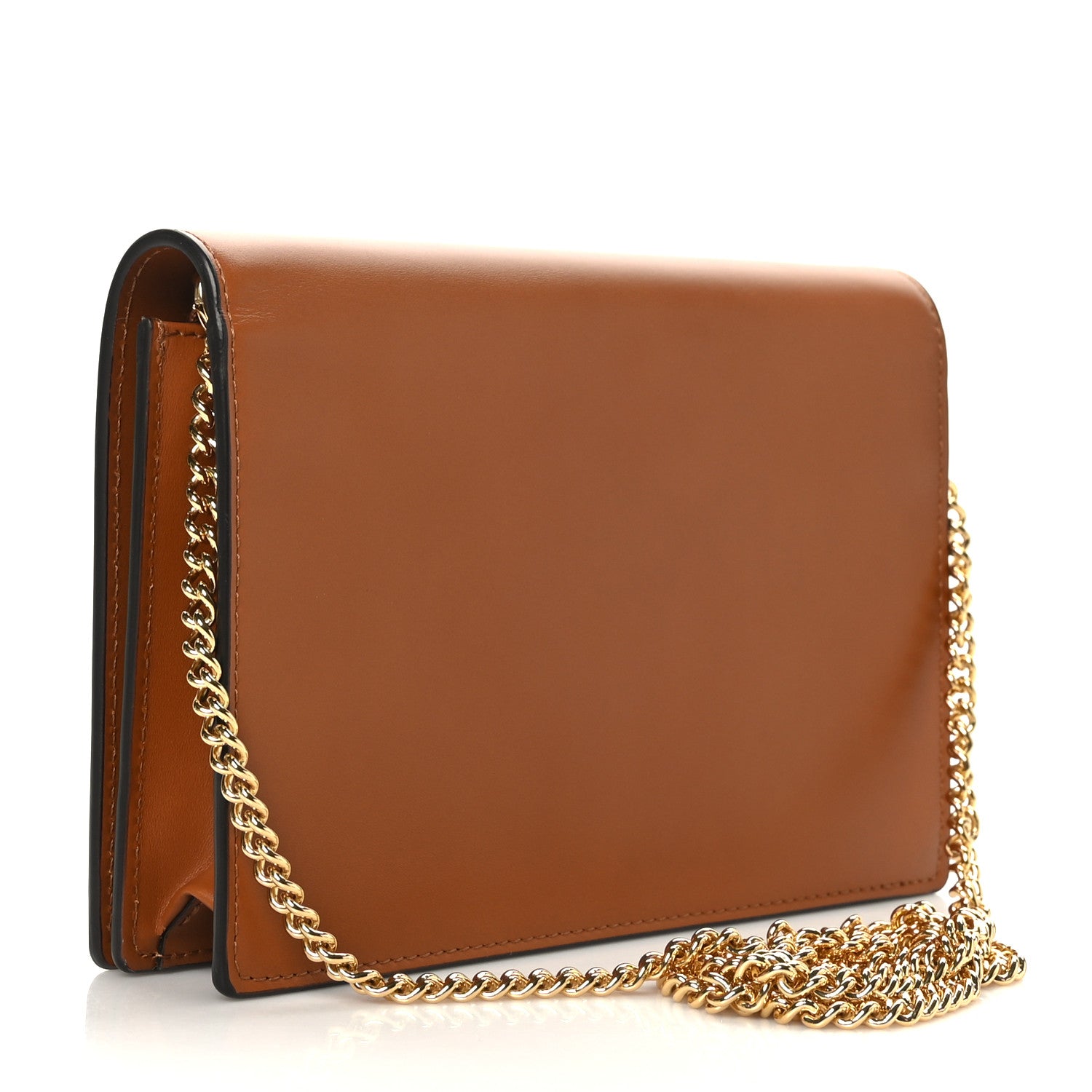 Fendi Vitello King Tamponato Logo Embossed Medium Wallet On Chain Cuoio 3 of 9