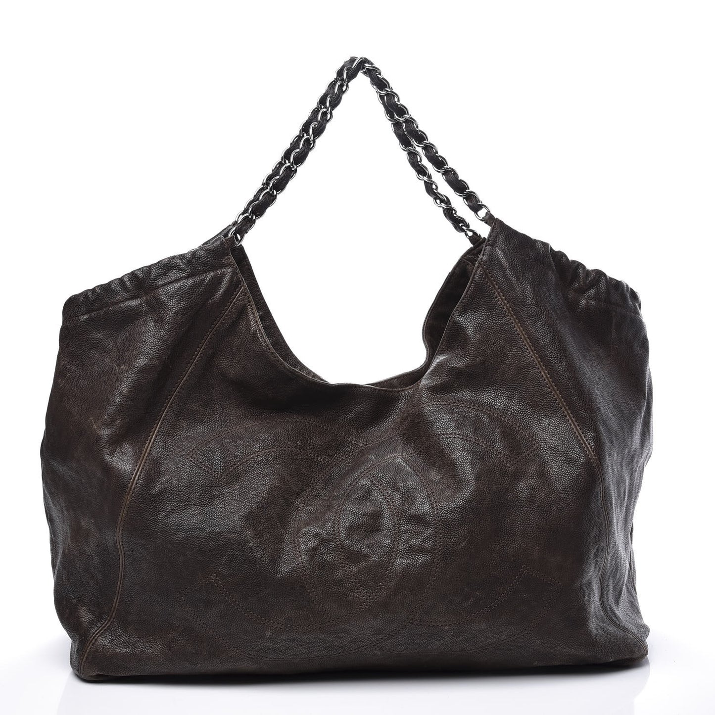 Distressed Caviar XL Coco Cabas Brown