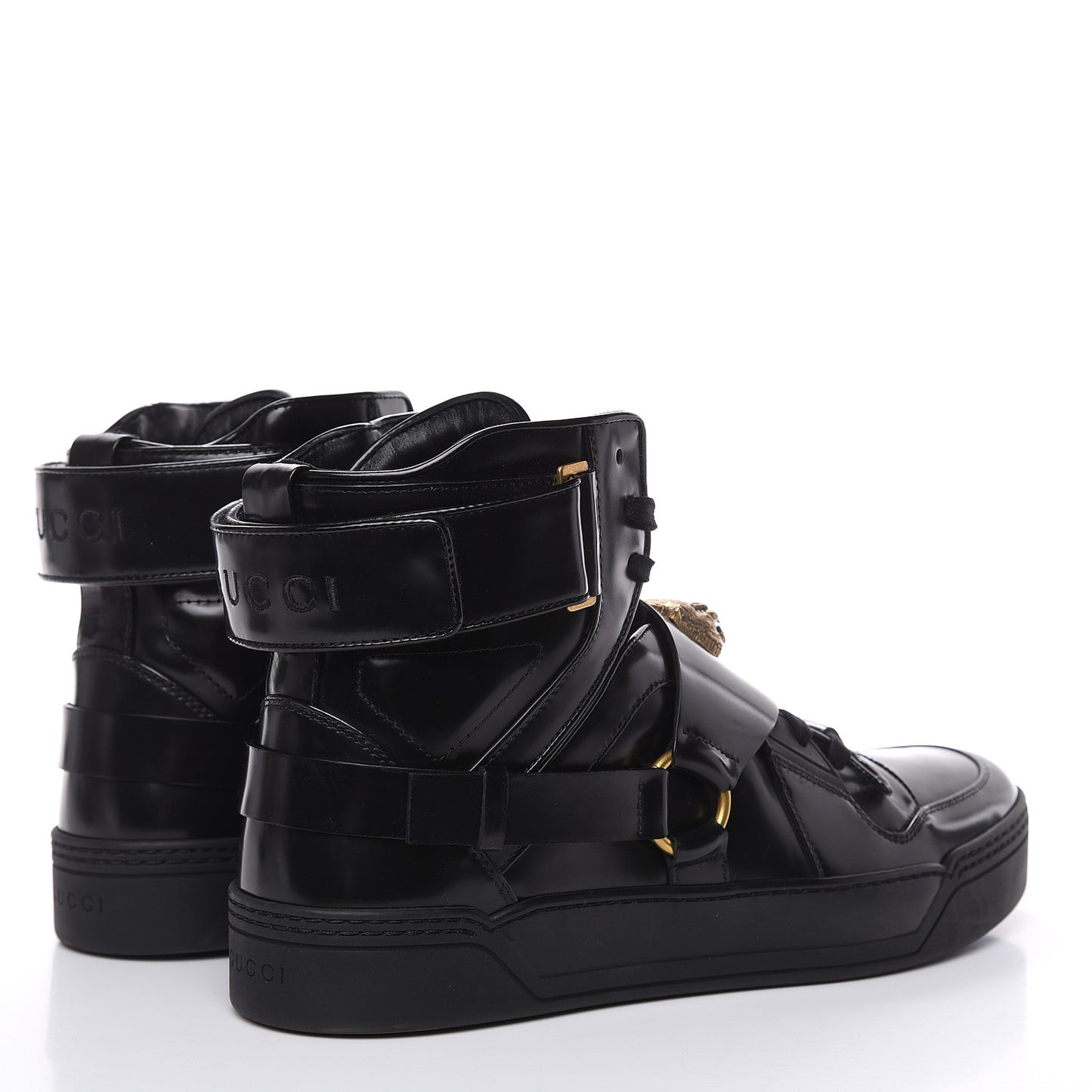 Calfskin Mens High Top Tiger Sneakers 10 Black