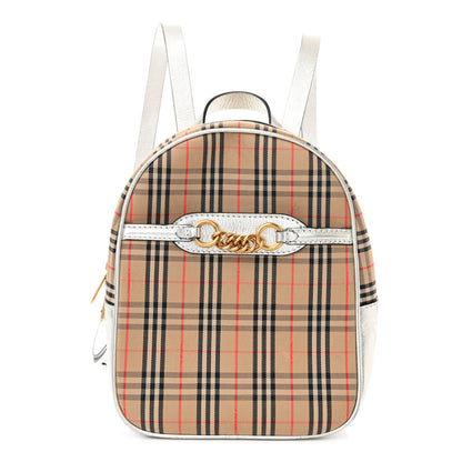 Burberry Smooth Calfskin 1983 Knight Check Link Backpack Silver 1 of 14