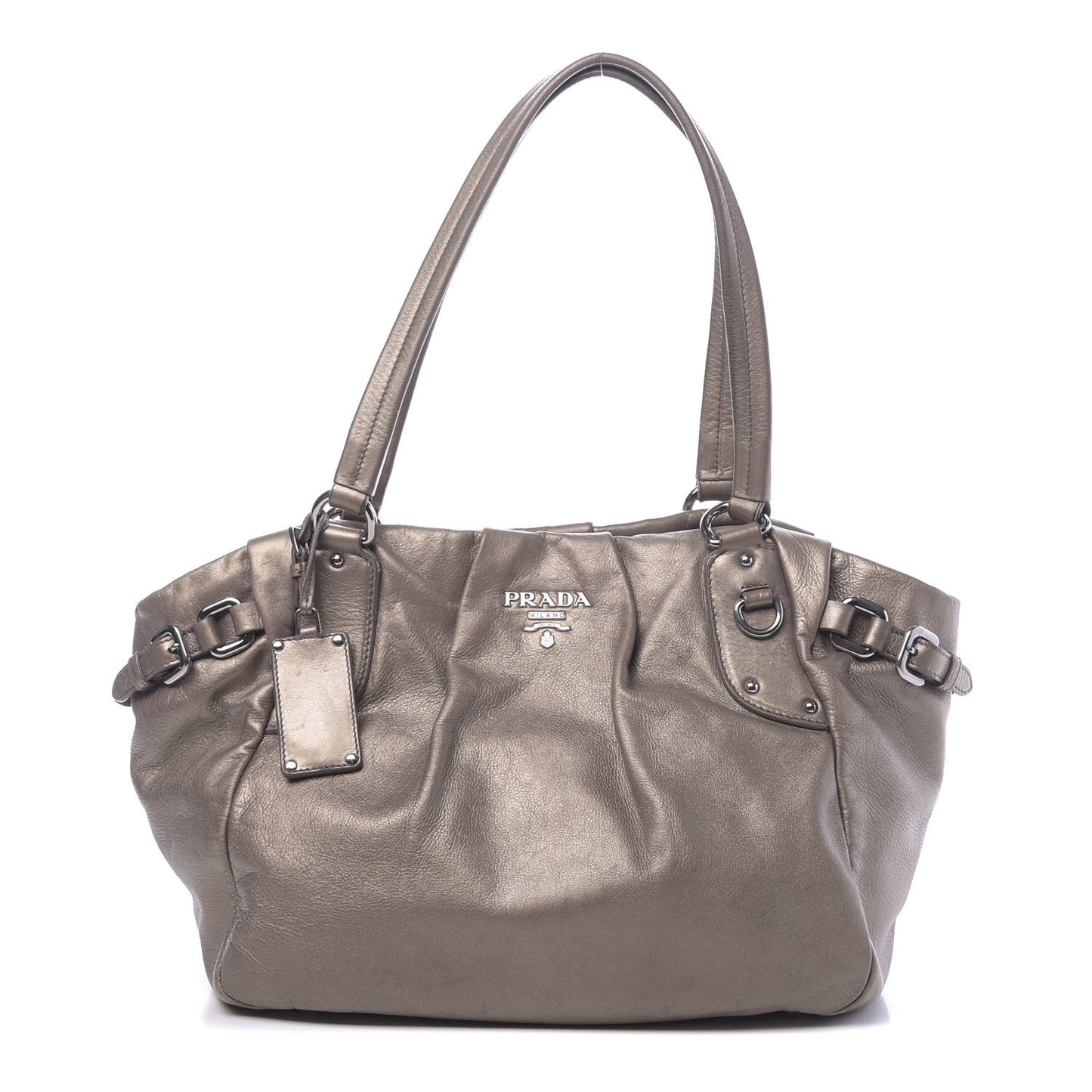 Metallic Soft Calf Shopping Tote Fumo Mordore
