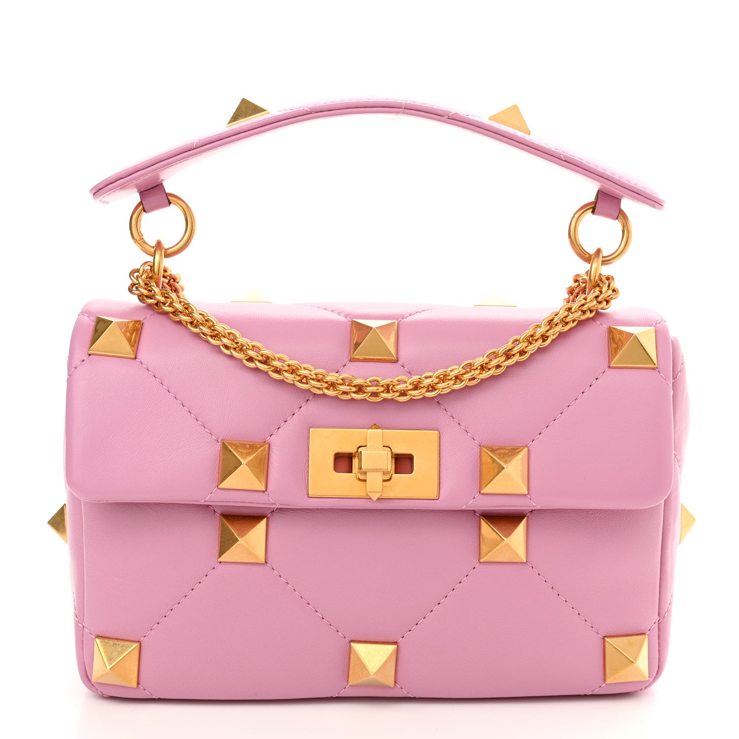 Valentino Garavani Nappa Medium Roman Stud Shoulder Bag Pink Borealis 1 of 9