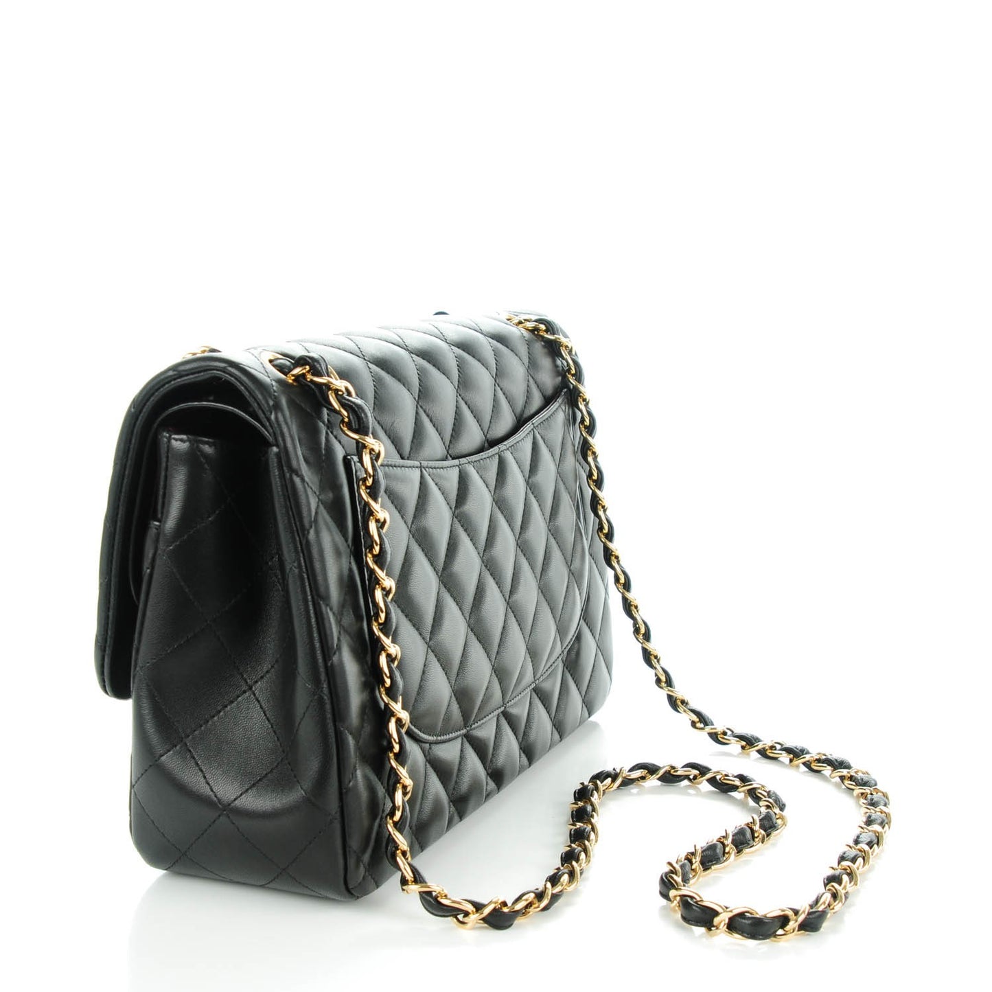 Lambskin Quilted Jumbo Double Flap Black