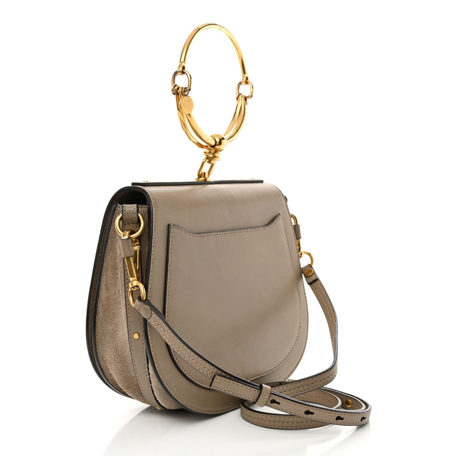Chloe Calfskin Suede Medium Nile Bracelet Bag Motty Grey 3 of 14