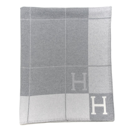 Hermes Wool Cashmere Avalon III Blanket Ecru Gris Clair 1 of 3