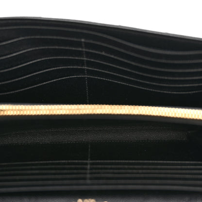 Saint Laurent Grain De Poudre Matelasse Chevron Monogram Chain Wallet Black 5 of 12