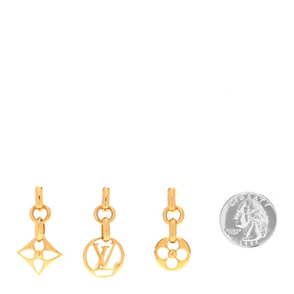 Louis Vuitton Metal Monogram Fleur Earrings Set of 3 Gold 2 of 5