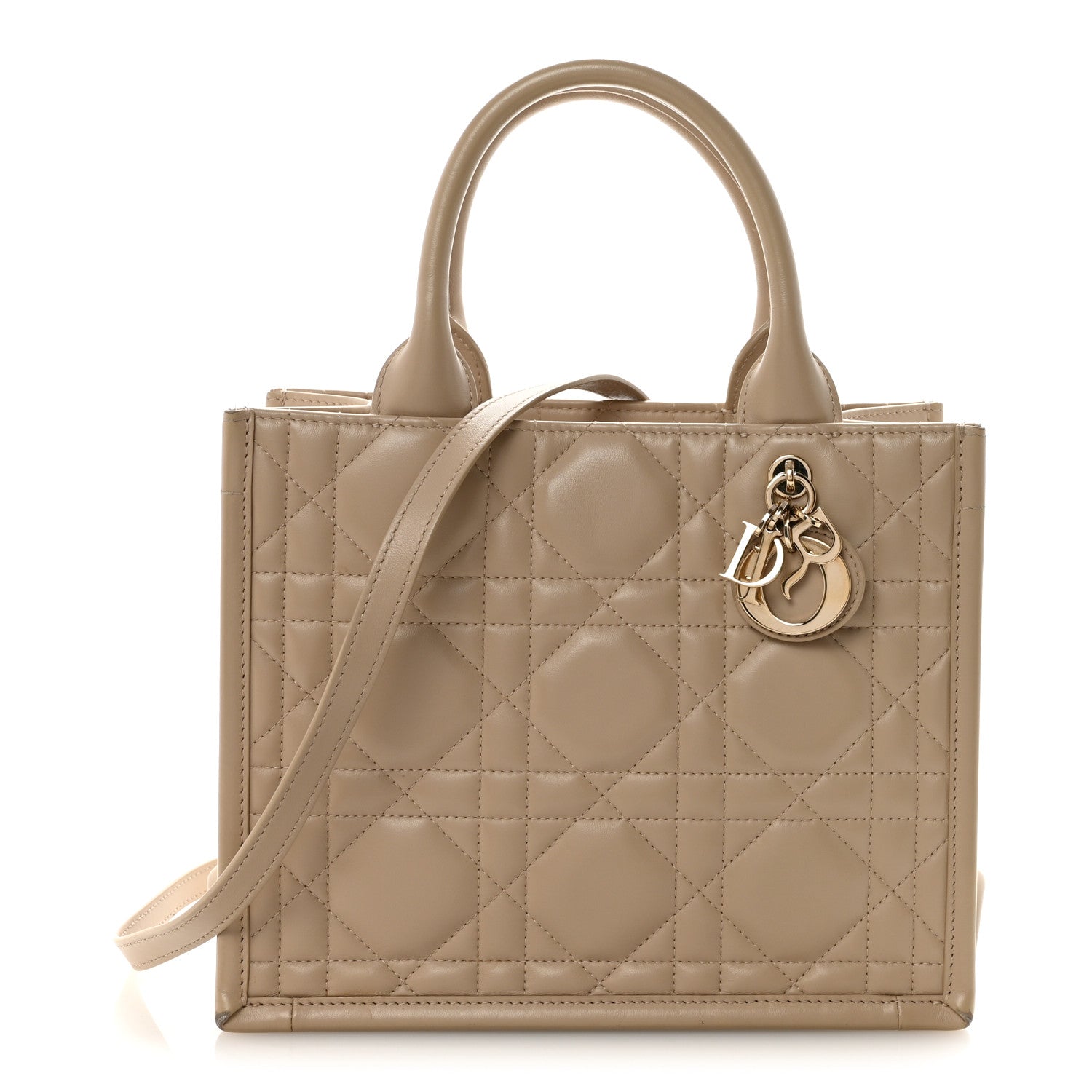 Christian Dior Calfskin Macro Cannage Small Book Tote Taupe 1 of 10