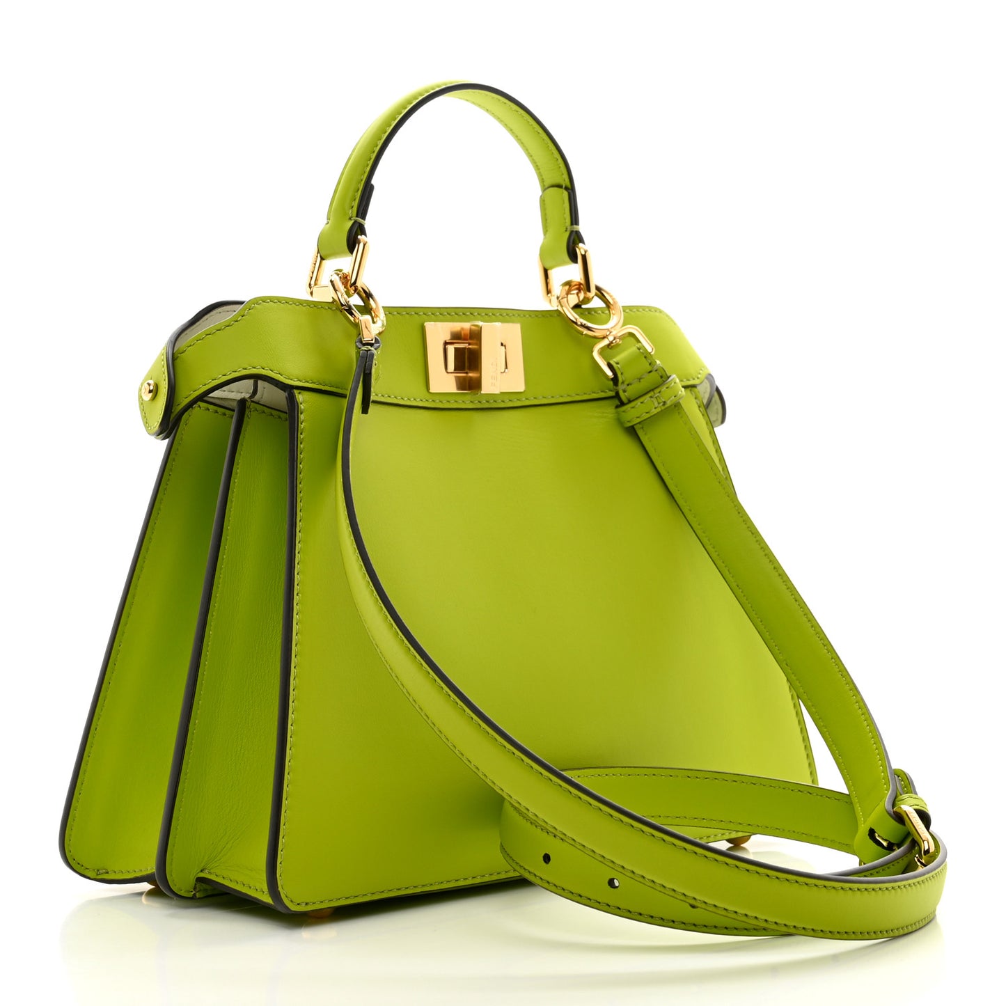 Vitello Seta Shiny Nappa Small Peekaboo I SEE U Satchel Wasabi White