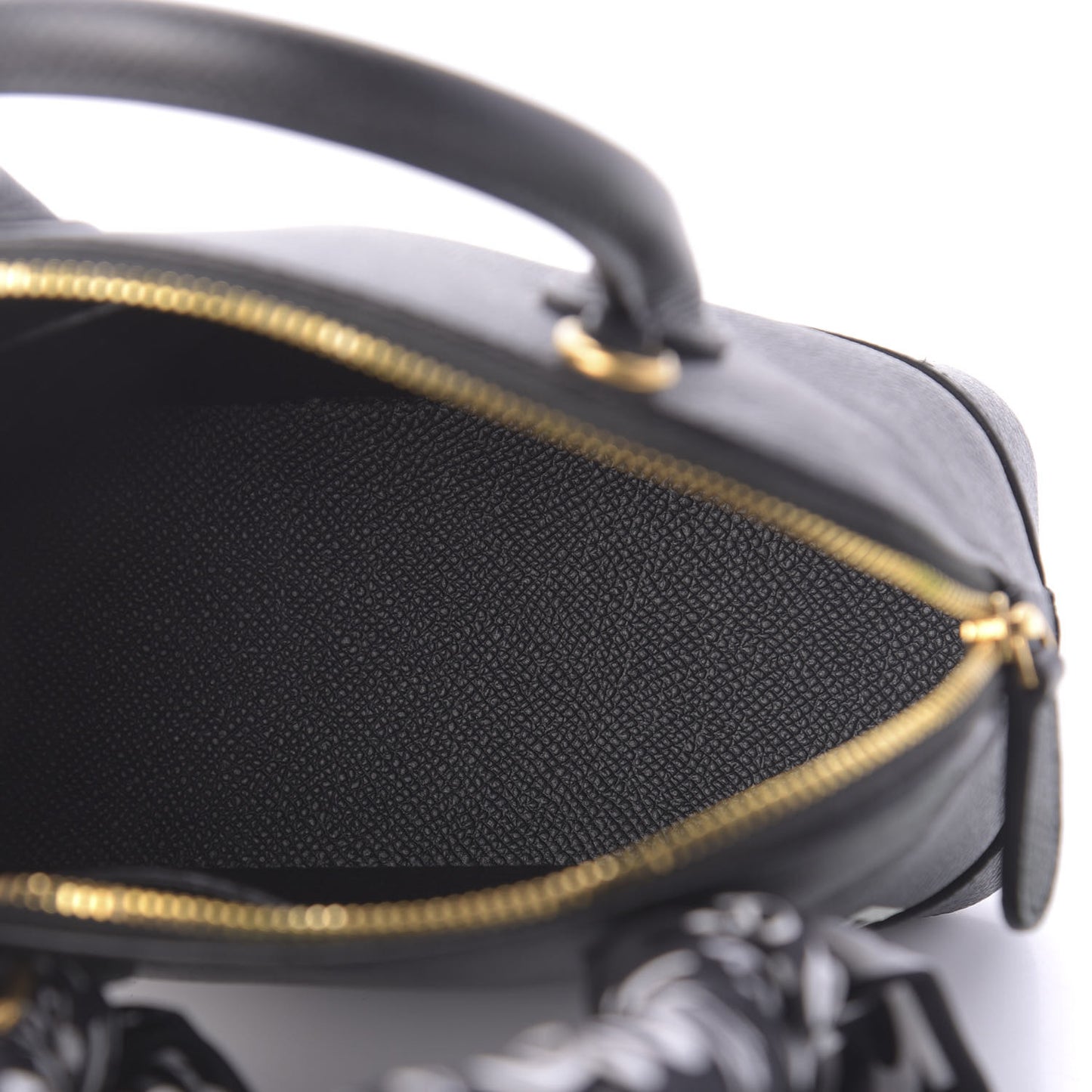 Grained Calfskin XXS Ville Top Handle Bag Scarf Black