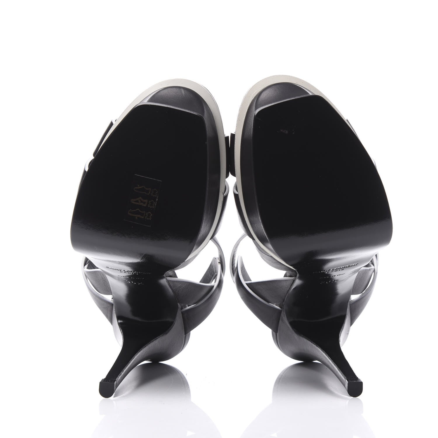 Saint Laurent Calfskin Tribute 105 Platform Sandals 36.5 Black White 5 of 8