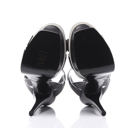Saint Laurent Calfskin Tribute 105 Platform Sandals 36.5 Black White 5 of 8