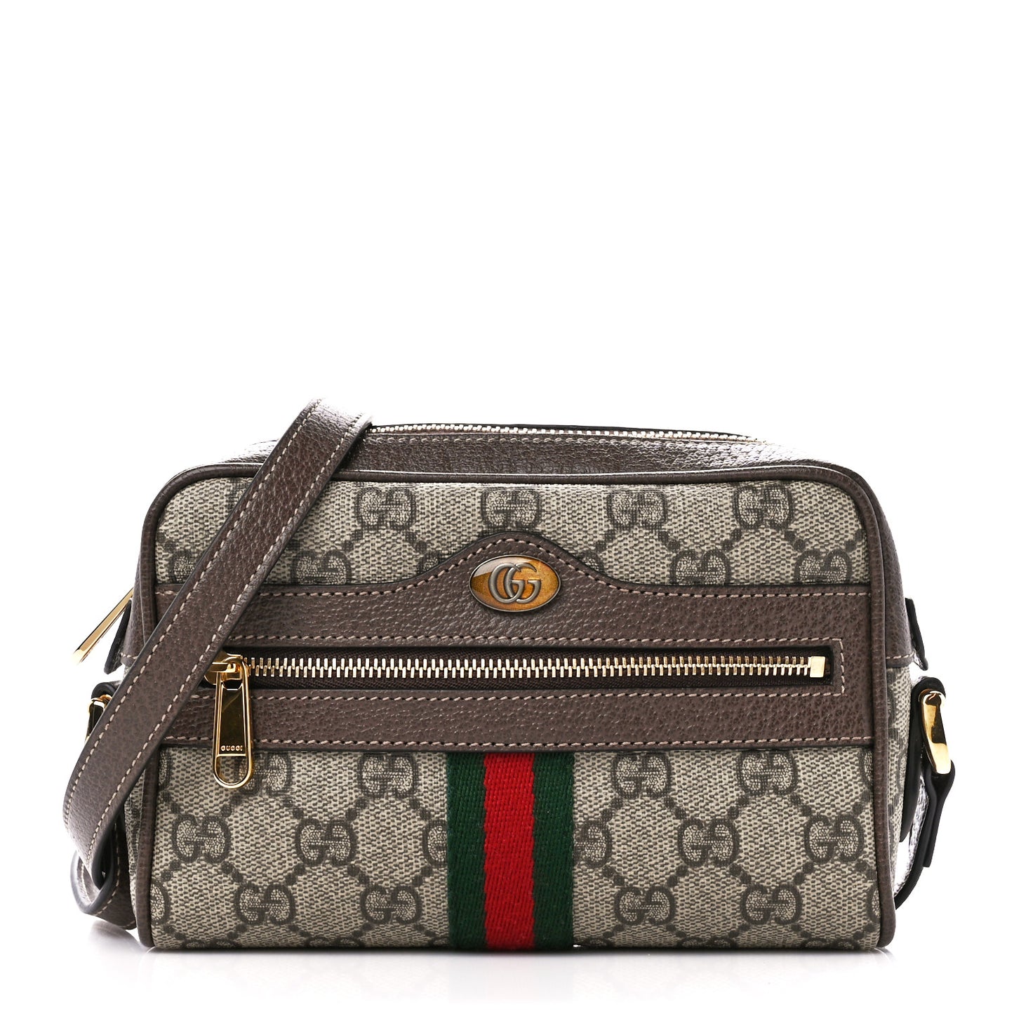 GG Supreme Monogram Web Mini Ophidia Shoulder Bag Brown