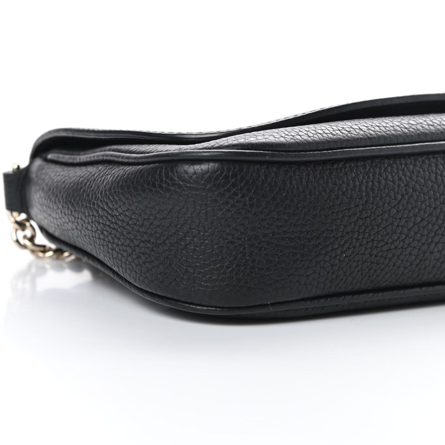Pebbled Calfskin Medium Soho Flap Crossbody Black