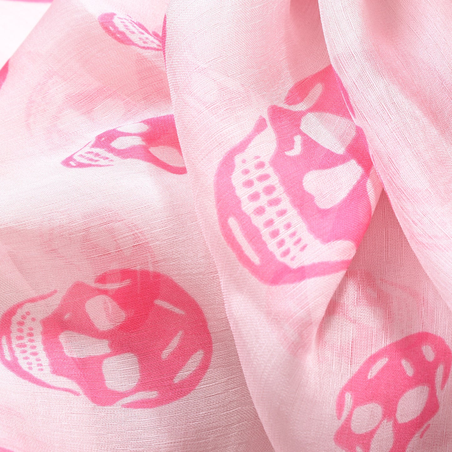 Silk Chiffon Skull Scarf Pink