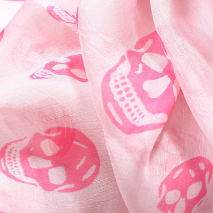 Alexander McQueen Silk Chiffon Skull Scarf Pink 2 of 4