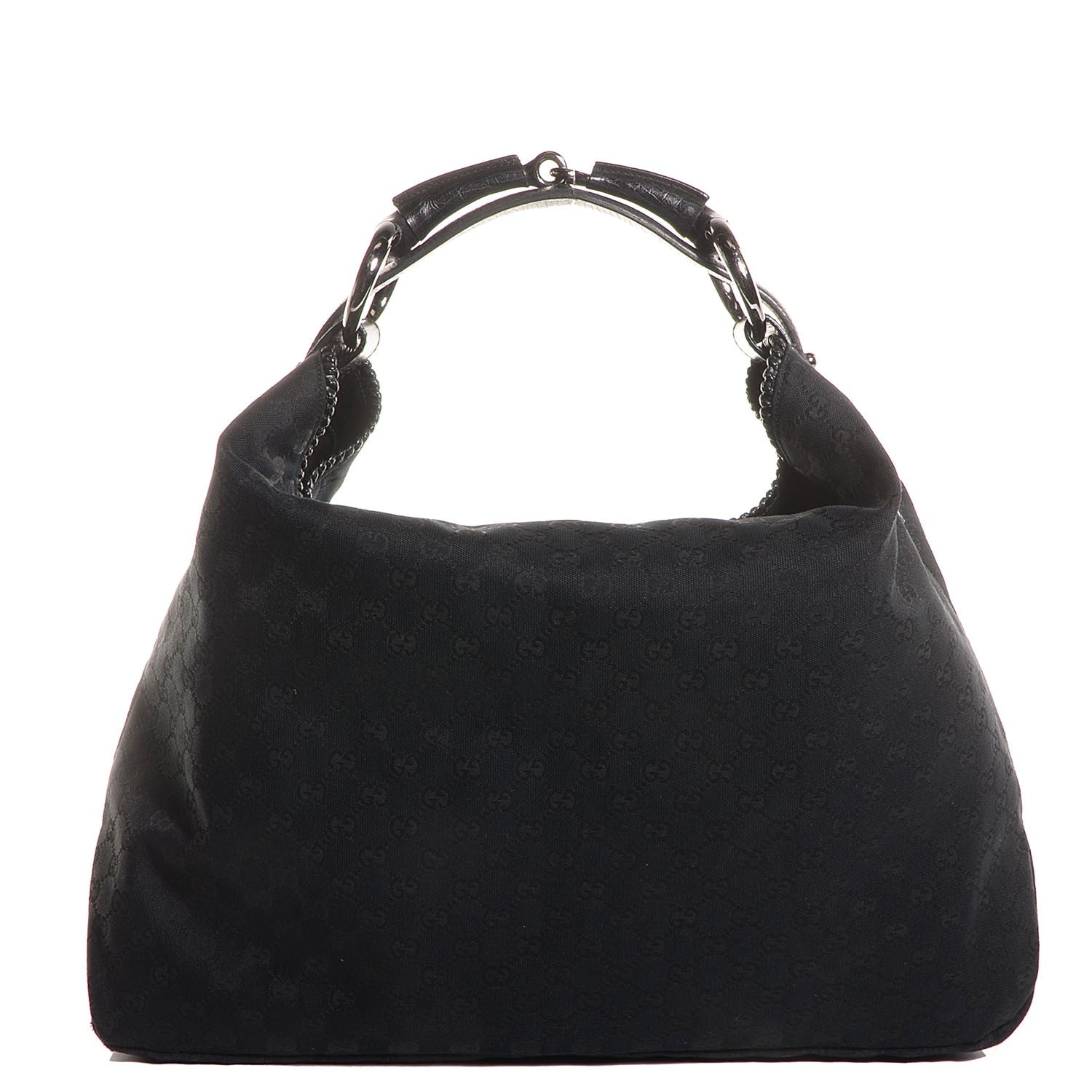 Gucci Monogram Large Horsebit Chain Hobo Black 1 of 7