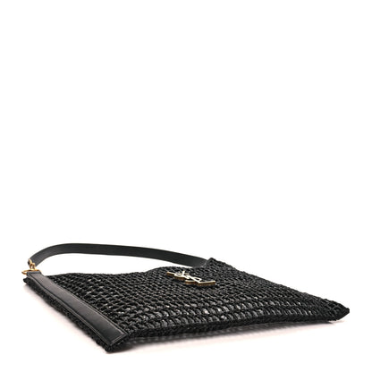 Saint Laurent Raffia Calfskin Oxalis Shoulder Bag Black 4 of 10