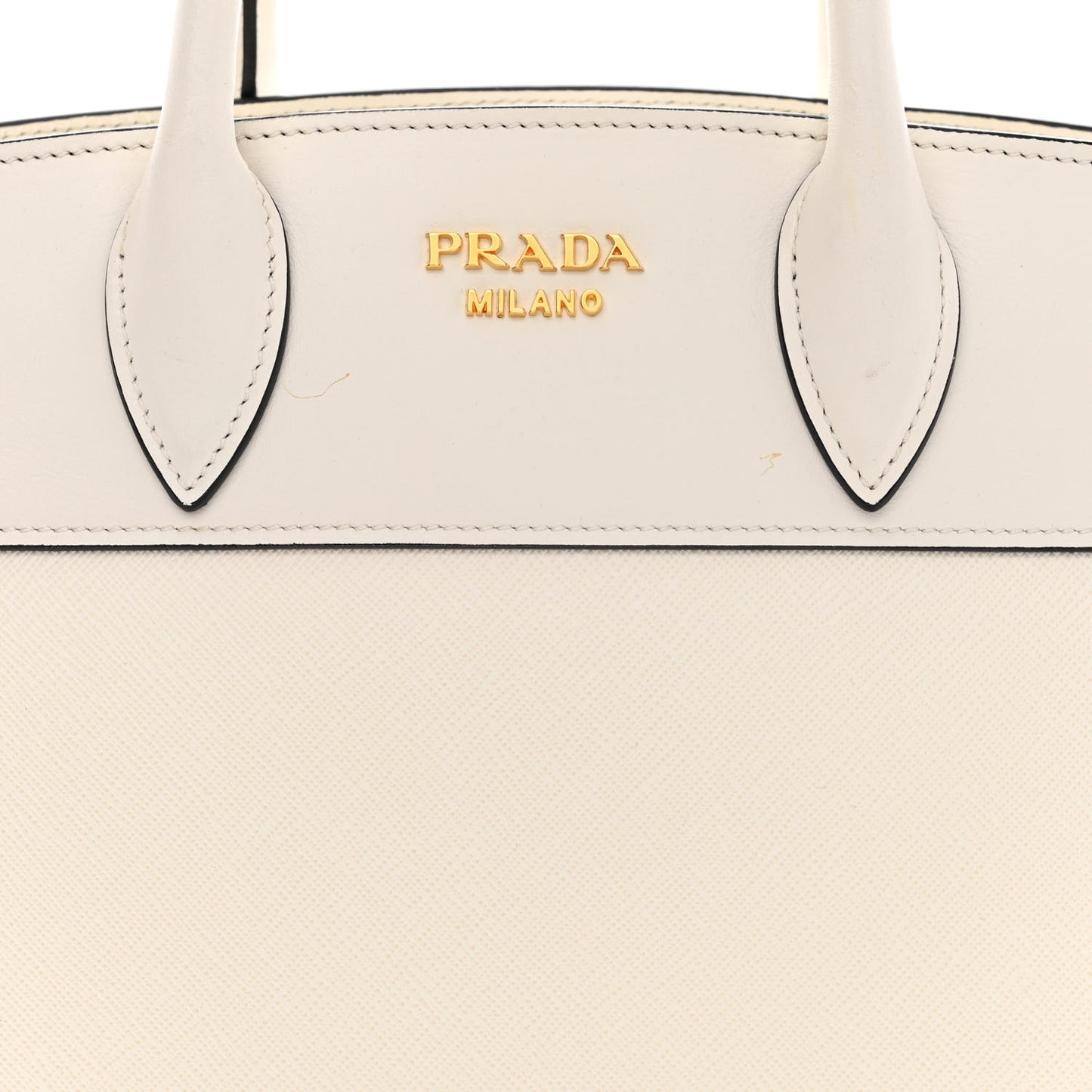 Saffiano City Calfskin Bibliothèque Top Handle White