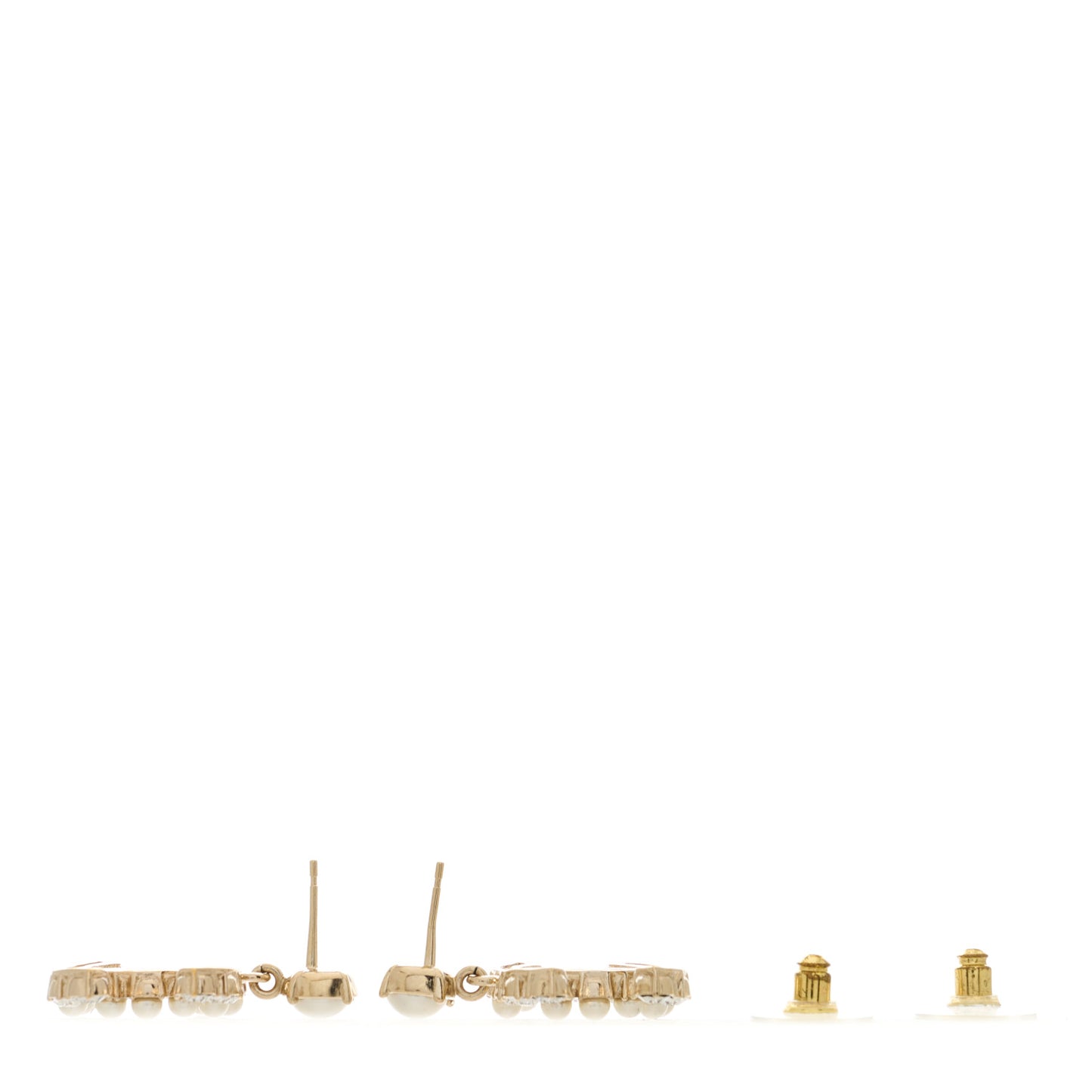Crystal Pearl Dazzling Domino CC Drop Earrings Gold