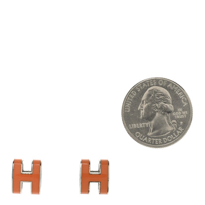 Hermes Palladium Lacquered Pop H Earrings Orange 2 of 4
