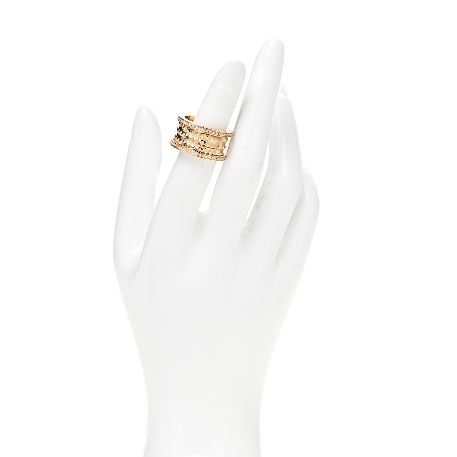 Bulgari 18K Yellow Gold Diamond B.Zero1 Rock Four-Band Pave Ring 54 6.75 2 of 7