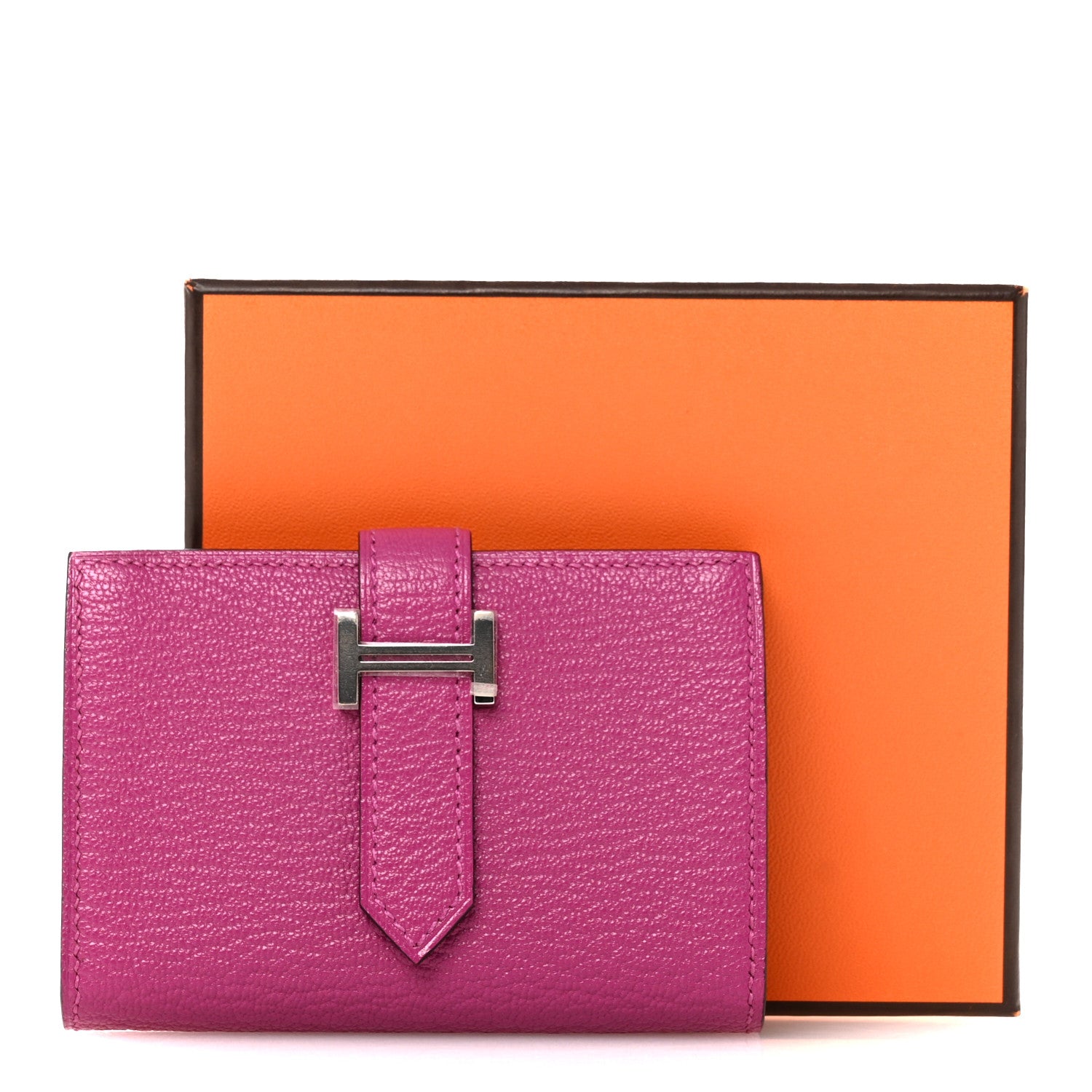 Hermes Chevre Mysore Mini Bearn Wallet Rose Pourpre 9 of 9