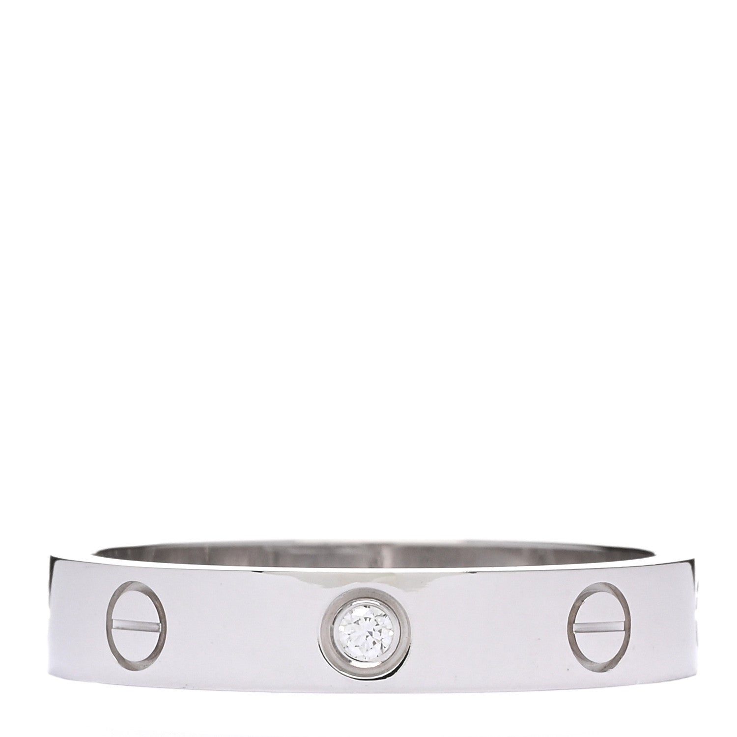 Cartier 18K White Gold Diamond 4mm LOVE Wedding Band Ring 58 8.5 1 of 5