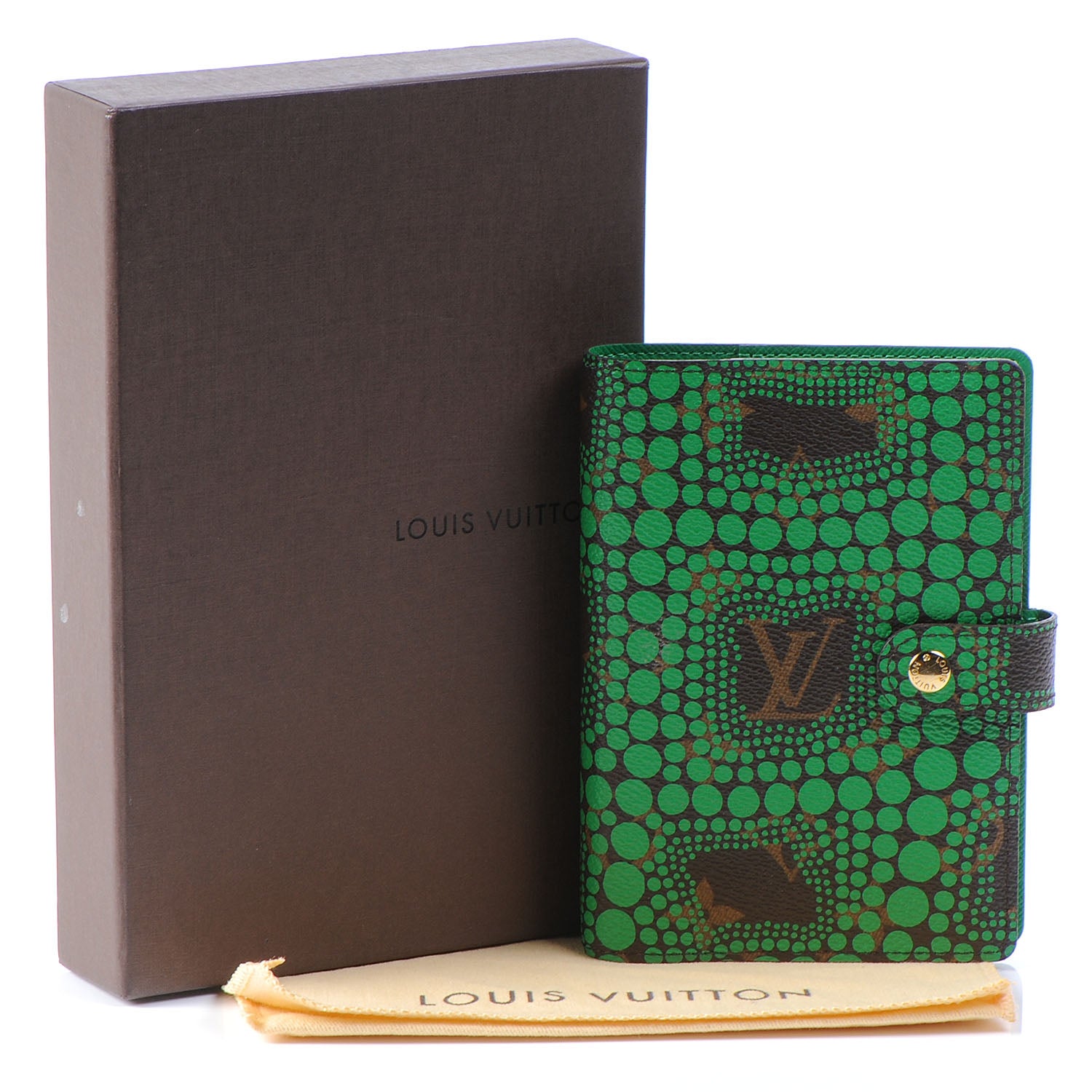 Louis Vuitton Monogram Kusama Town Small Ring Agenda Green 5 of 8