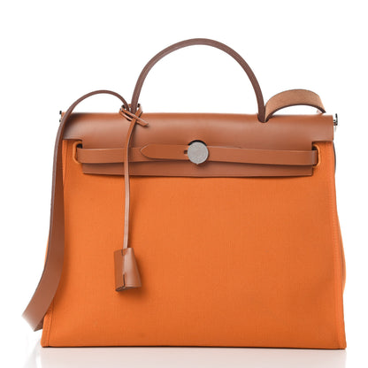 Hermes Vache Hunter Toile Herbag Zip 31 PM Orange 3 of 13