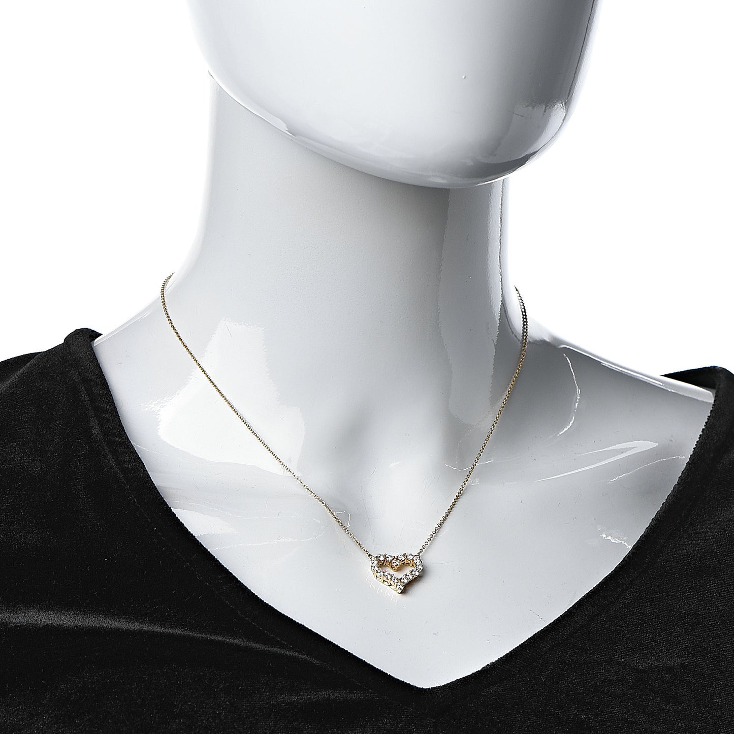 18K Yellow Gold Diamond Heart Pendant Necklace