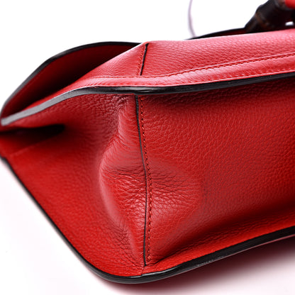 Gucci Pebbled Calfskin Medium Bamboo Daily Flap Shoulder Bag Red 7 of 11