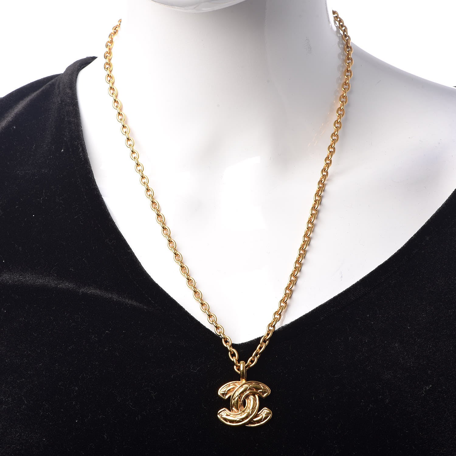 Chanel Quilted CC Necklace Gold 2 of 6