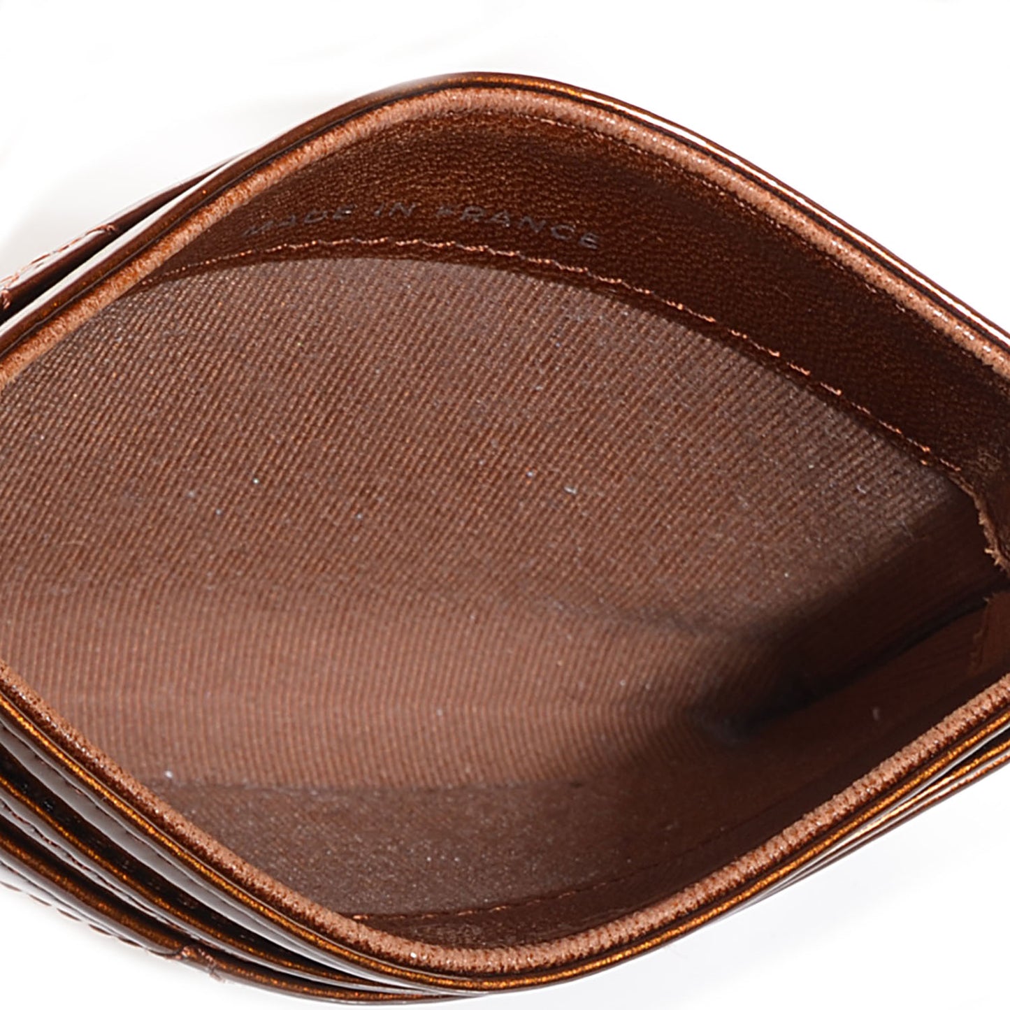 Patent Quilted Card Holder Bronze