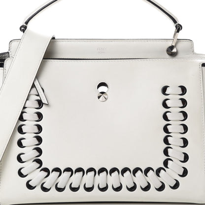 Fendi Vitello Baltico Dolce Shiny Nappa Lace Up DotCom Satchel White Parrot 9 of 16