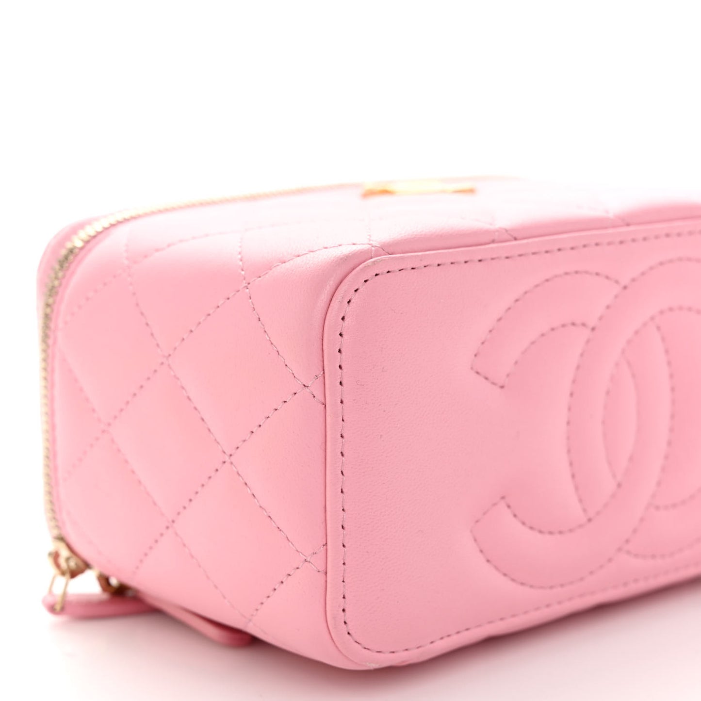Lambskin Quilted Pick Me Up Vanity Case Pink