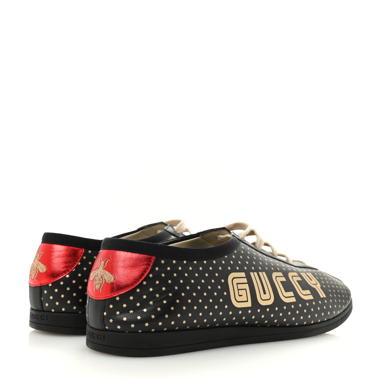Gucci X SEGA Calfskin GUCCY Stars Mens Falacer Sneakers 12 Black 5 of 13